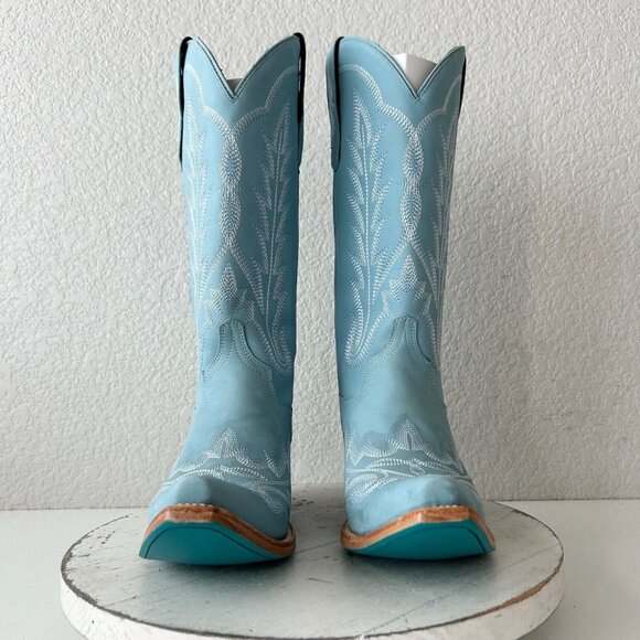 Lane LEXINGTON Womens Cowboy Boots 8 Powder Blue Western Cowgirl Mid Calf Tall - Picture 5 of 10